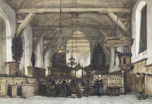 Interieur van de kerk te Maasland, Johannes Bosboom, 1827 - 1891, Rijksmuseum